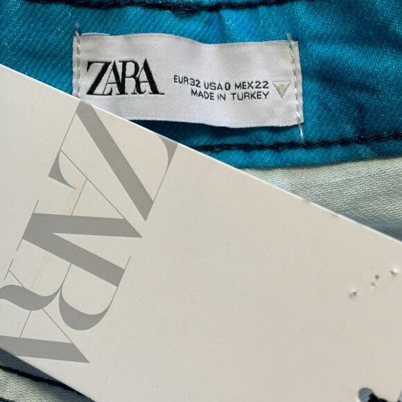 NWT ZARA Ocean Sea Life Fish Printed High Rise Straight Fit Jeans SZ 0 - Picture 8 of 12
